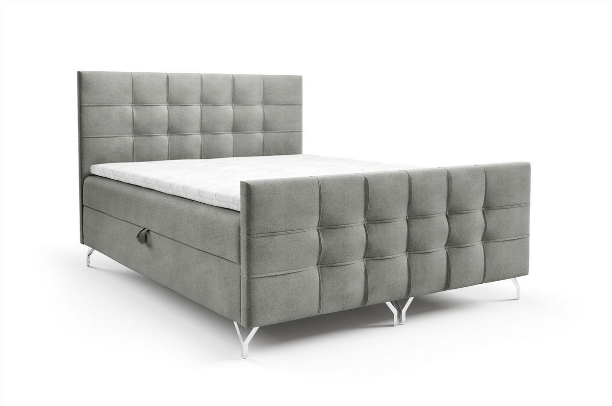 BOXBETT Perla Premium überlänge - Grau, Holzwerkstoff/Textil (200/220cm) - Fun Möbel