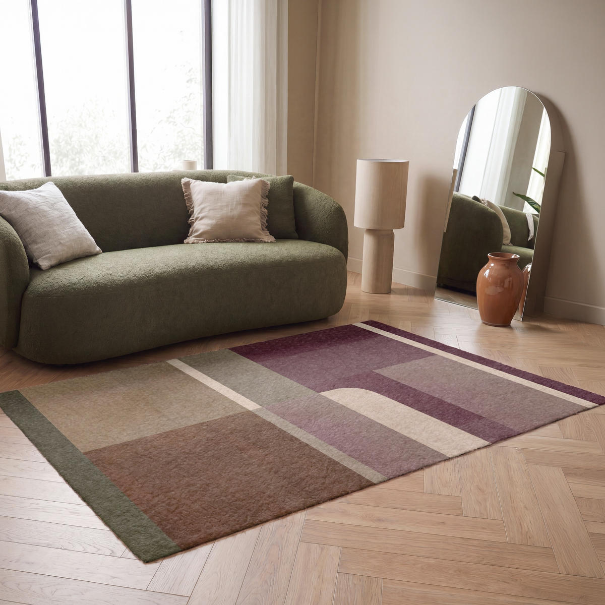 KOBERCE - Roviny - abstraktné - Bordeaux - línie - 180x120 cm - viacfarebná, textil/plast (180/0.4cm) - OnlyWow