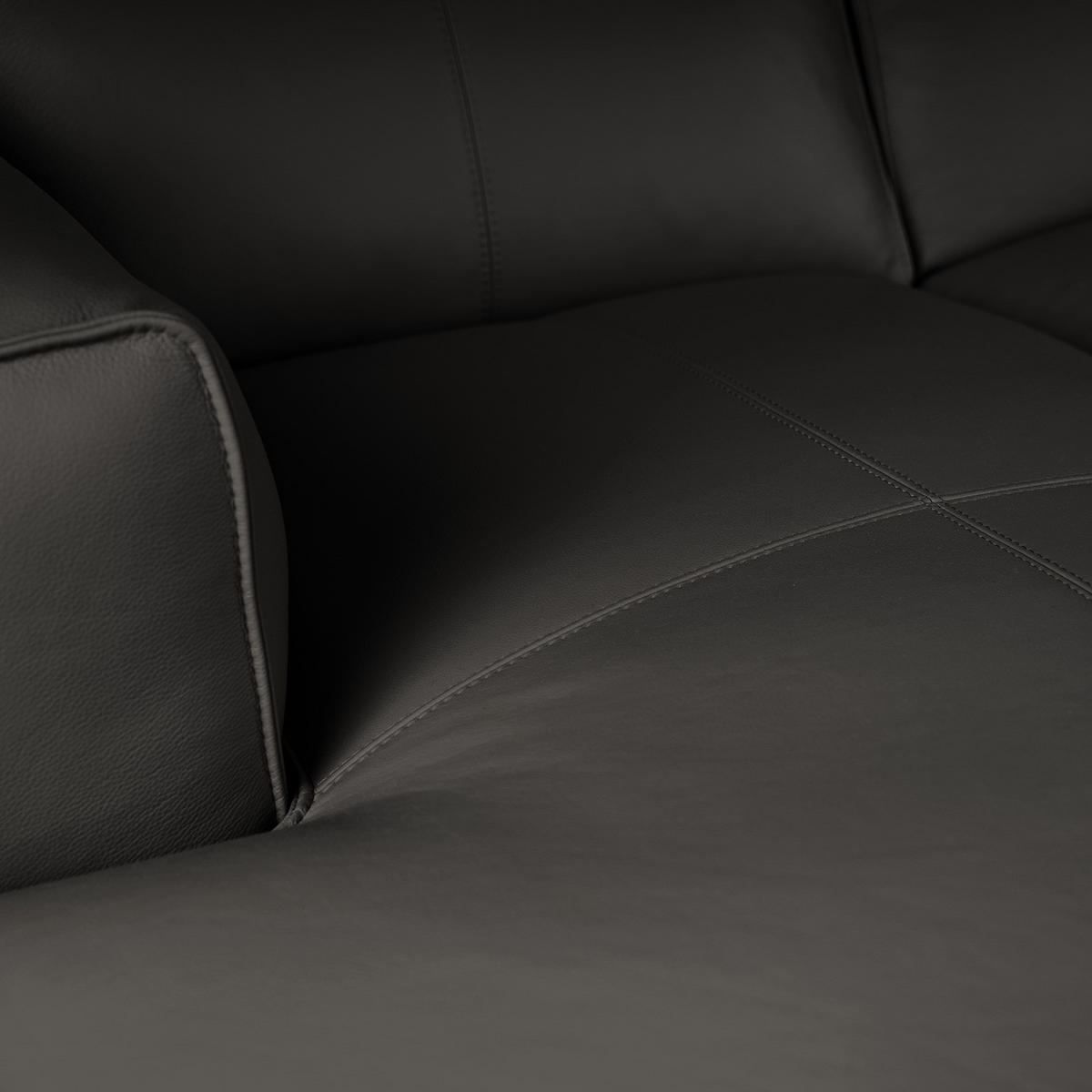 ECKSOFA mit Chaiselongue - Schwarz/Grau, Leder/Kunststoff (290/173cm) - home24