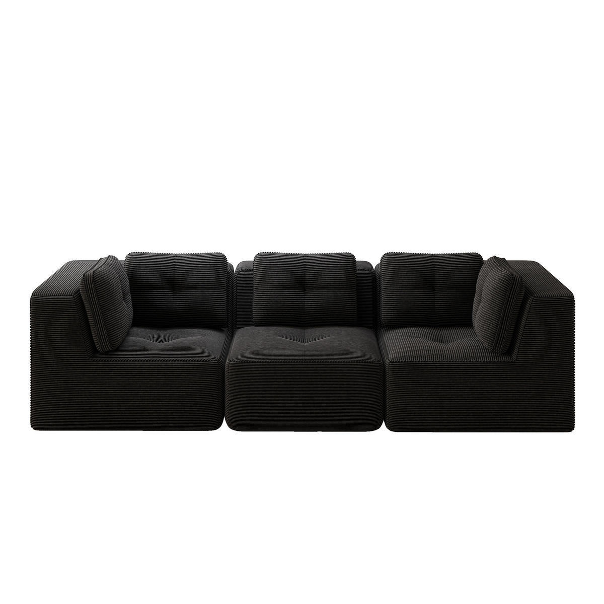 3-SITZER Sofa 297x104x69 cm aus Cordstoff rahmenlos modular, schwarz - Schwarz, Textil (104/69/297cm)