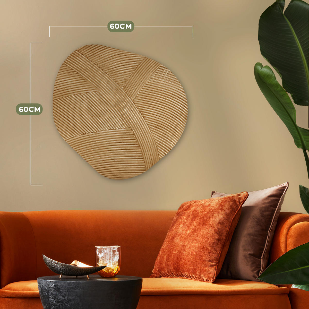 WANDBILD Struktur - Natur - Kunst - Rattan 60x60 cm - Naturfarben, Kunststoff (60/60cm) - MuchoWow
