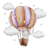 WANDAUFKLEBER 130x152cm - Ballonfahrt - Multicolor, Kunststoff (130/152/0.1cm) - Wallfluent