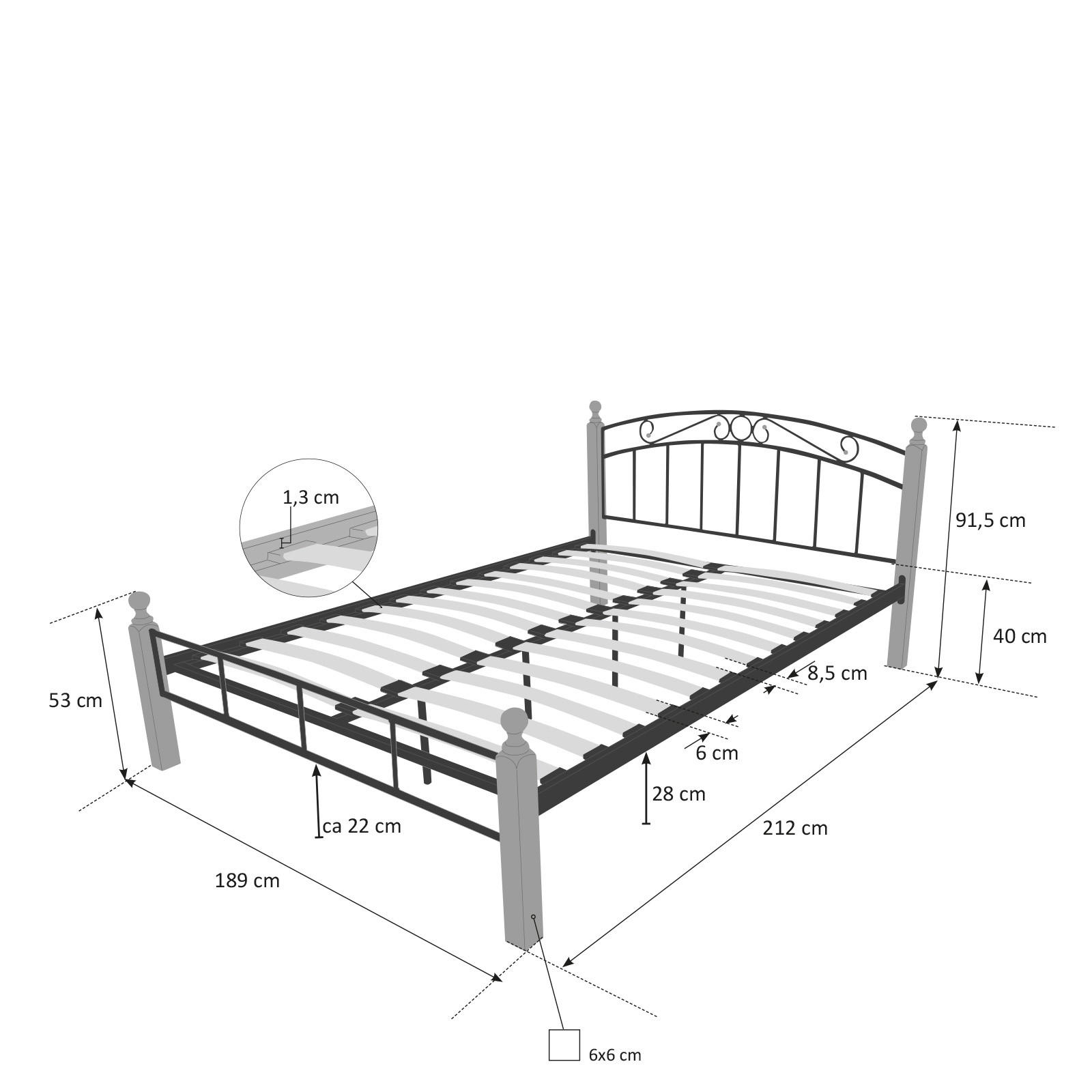 METALLBETT 180/200 cm in Schwarz Braun mit Lattenrost - Schwarz/Braun, Metall (180/200cm) - Homestyle4u