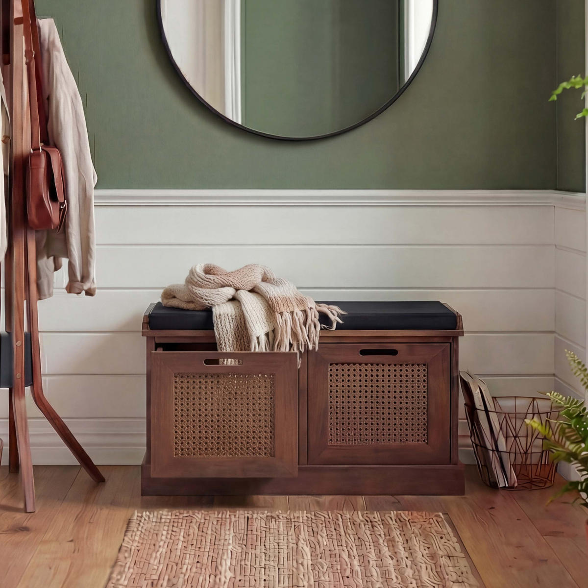 SITZBANK AUFBEWAHRUNGSBOXEN Schwarz - Schwarz, Holz (75/47/40cm) - MCW