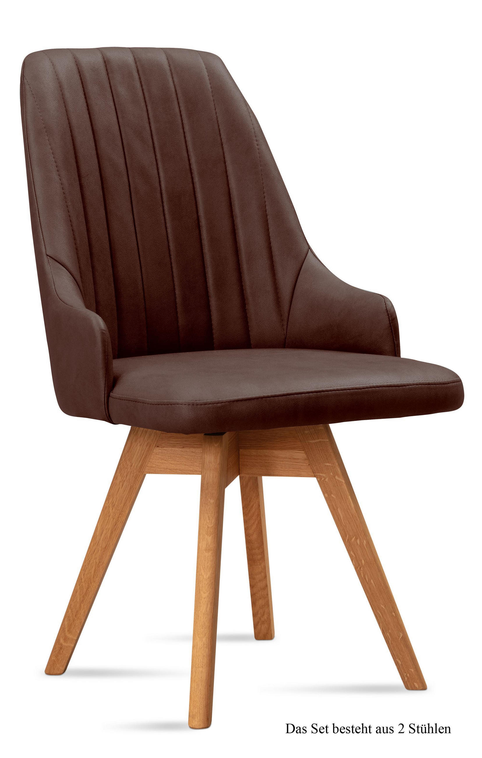 ESSZIMMERSTUHL drehbar (2er-Set) Dotti 52x91x60 Eiche geölt/Braun - Eichefarben/Braun, Kunststoff (60/91/52cm) - 58aufmkessel
