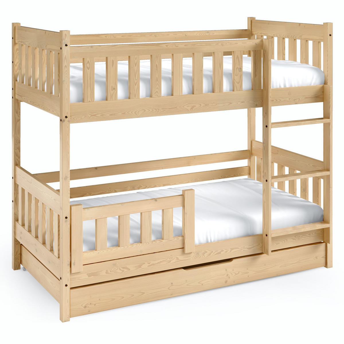 ETAGENBETT Holzbett LUMBE, Kinderbett - Kieferfarben, Holz (80/190cm) - KONSIMO®