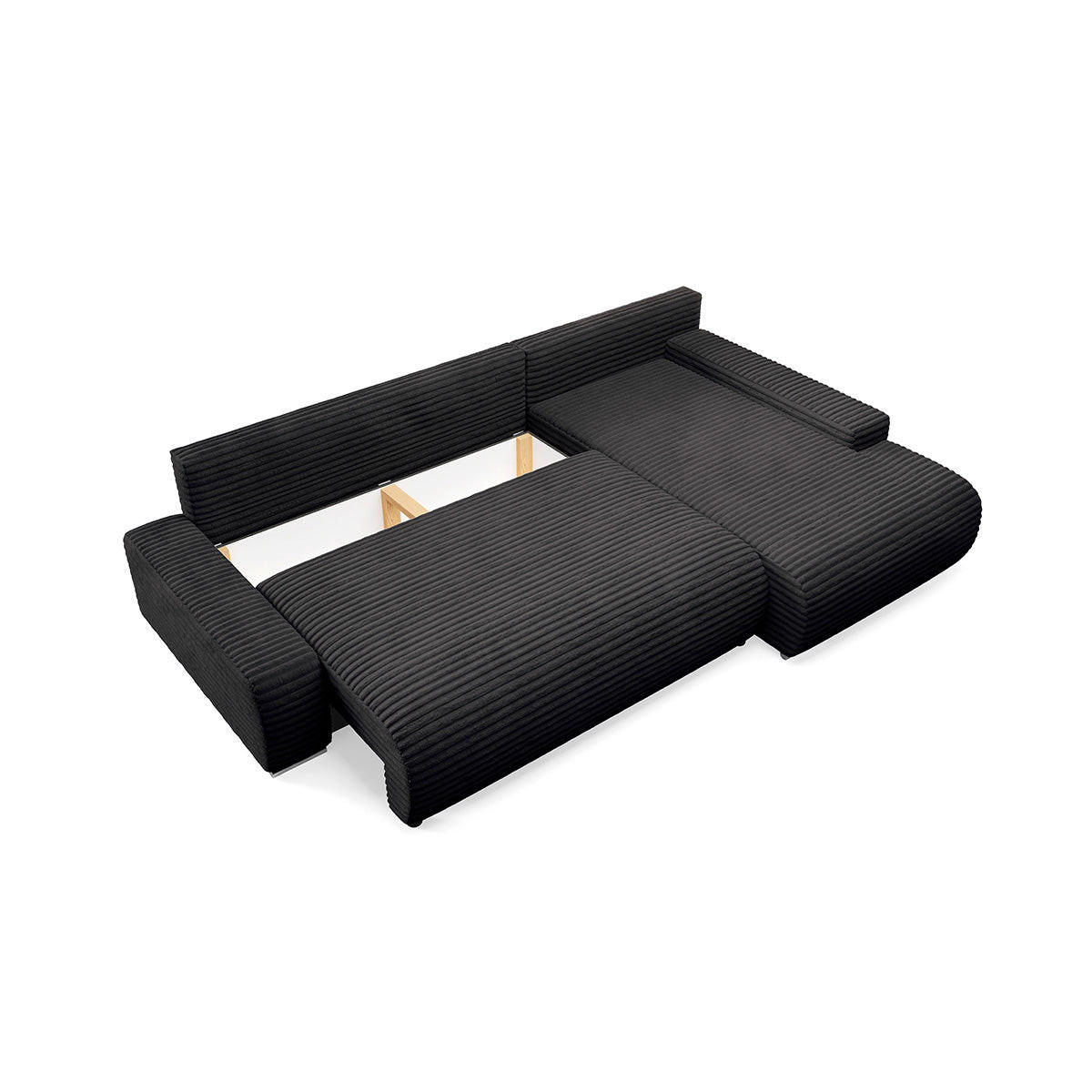 ECKSOFA Ivana 3 Sitzplätze Schwarz - Schwarz, Holz (265/172cm) - Petits-meubles