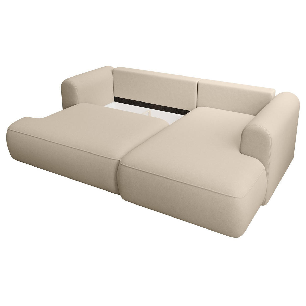 ECKSCHLAFSOFA Ovo Mini Hellbeige Easy-Clean-Samtbezug - Ecru/Schwarz, Kunststoff/Textil (238/156cm) - Selsey
