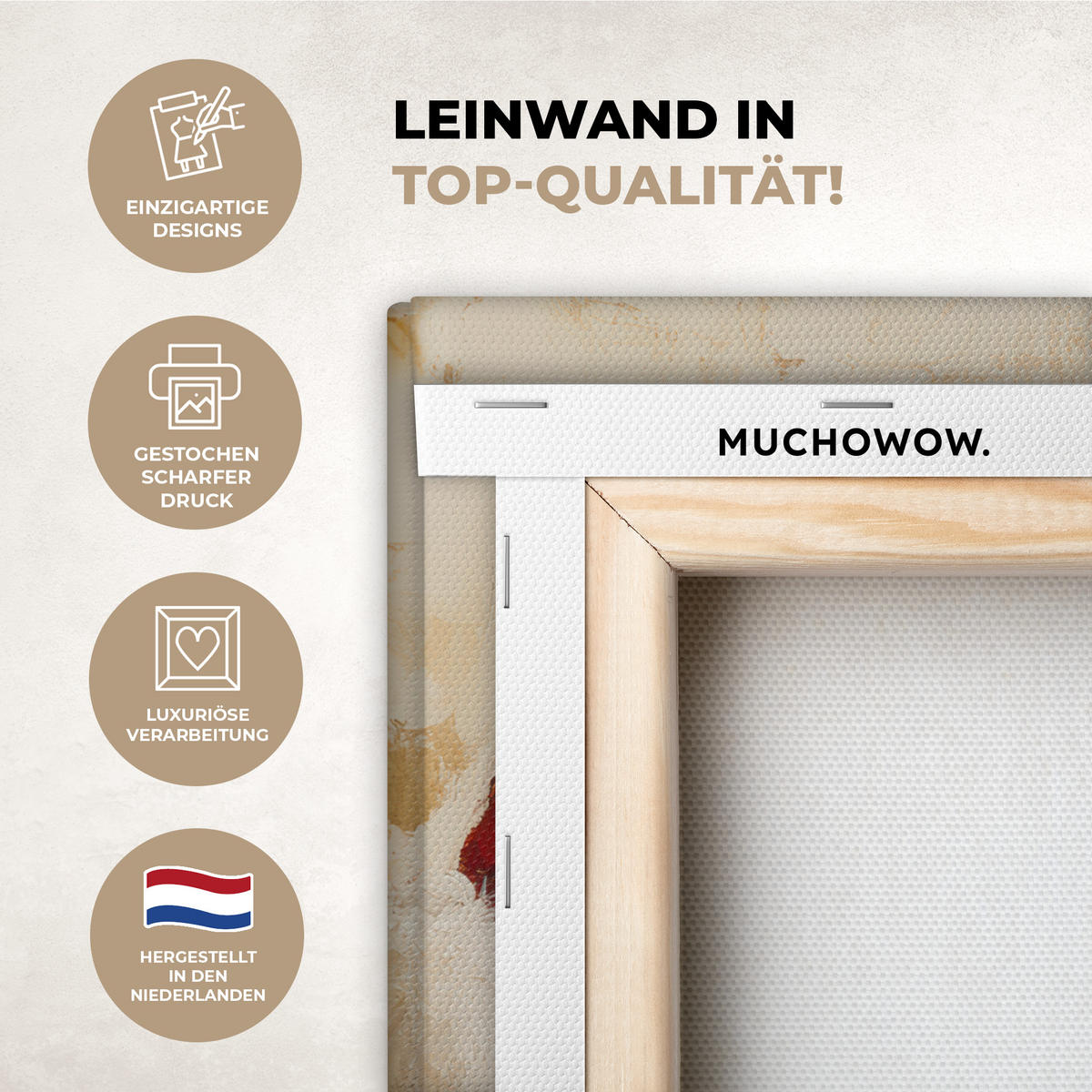 LEINWANDBILD Weihnachtsmann - Rentier - Weihnachten 20x20 cm - Rotbraun, Textil (20/20cm) - MuchoWow