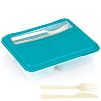 LUNCHBOX mit Besteck 1,3 l - Blau, Kunststoff (23/5.5/19.5cm) - Excellent Houseware