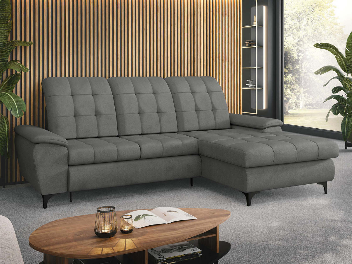 ECKSOFA Crystal, Seite: Rechts - Schwarz/Grau, Holz/Textil (260/182cm) - MIRJAN24