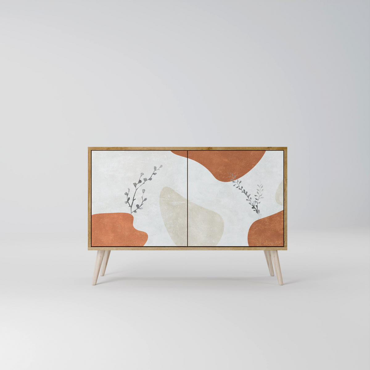 SIDEBOARD TRANQUIL TWIG, Eicheneffekt, 111x42x77,5 cm, 2 Türen - Eichefarben/Buchefarben, Holzwerkstoff/Buchenholz (111/77.5/42cm) - SpaceRebels