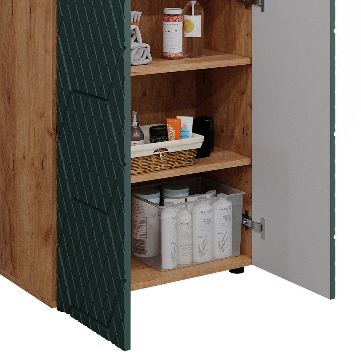 MIDISCHRANK Irma Goldkraft Eiche/Grün 60 x 81 cm - Eiche Wotan/Grün, Holzwerkstoff (60/81/30cm) - Vicco