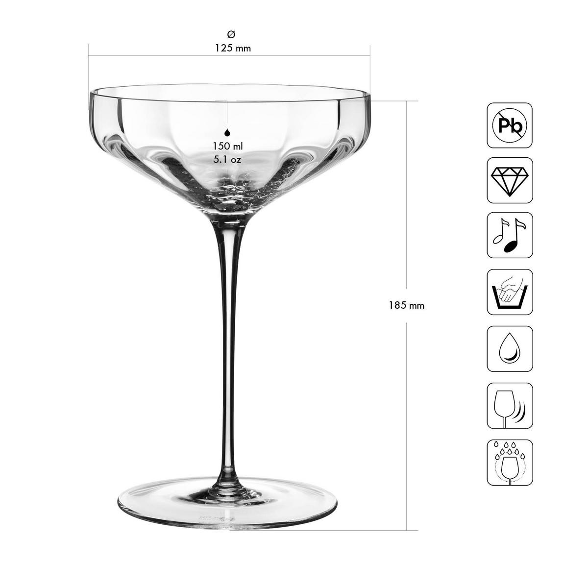 SEKTGLÄSER, 4-er Set, 150 ml, Handgemacht - Transparent, Glas (0.15L) - Krosno Glass