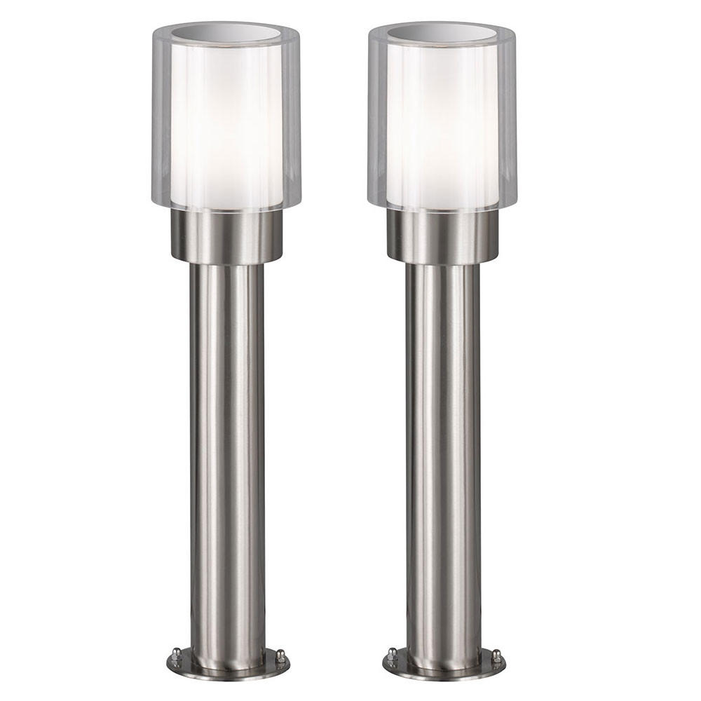 LED STEHLEUCHTE PITA Edelstahl Silber 2er Set - Silberfarben, Metall (12/12/50cm)