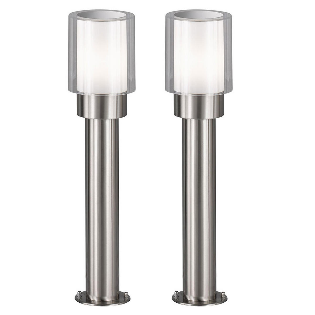 LED STEHLEUCHTE PITA Edelstahl Silber 2er Set - Silberfarben, Metall (12/12/50cm)