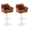 BARHOCKER 2er Set Lederlook Hellbraun - Hellbraun/Weiß, Textil/Metall (64/88/45cm) - CLP