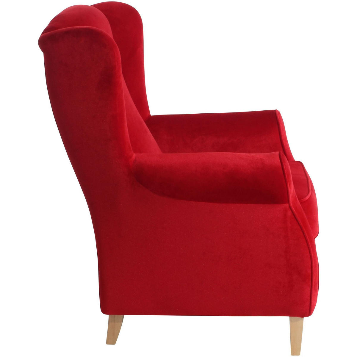 OHRENSESSEL Karlen Bezug Samtvelours Buche natur / rot - Rot/Buchefarben, Kunststoff (86/103/77cm) - 58aufmkessel
