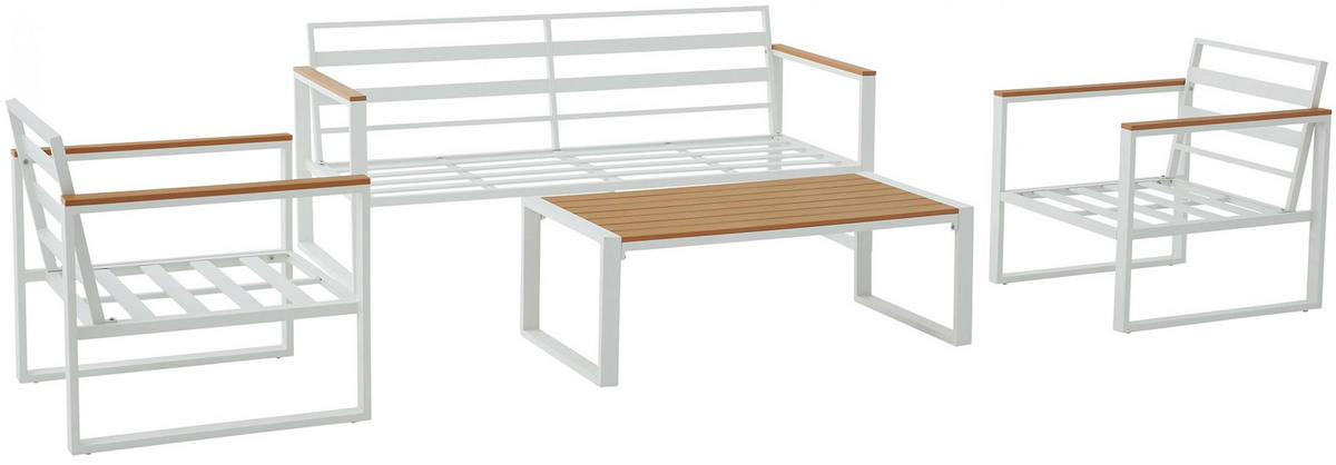 GARTENSITZGRUPPE Stoff Weiß (4-teilig) - Weiß, Textil - CLP