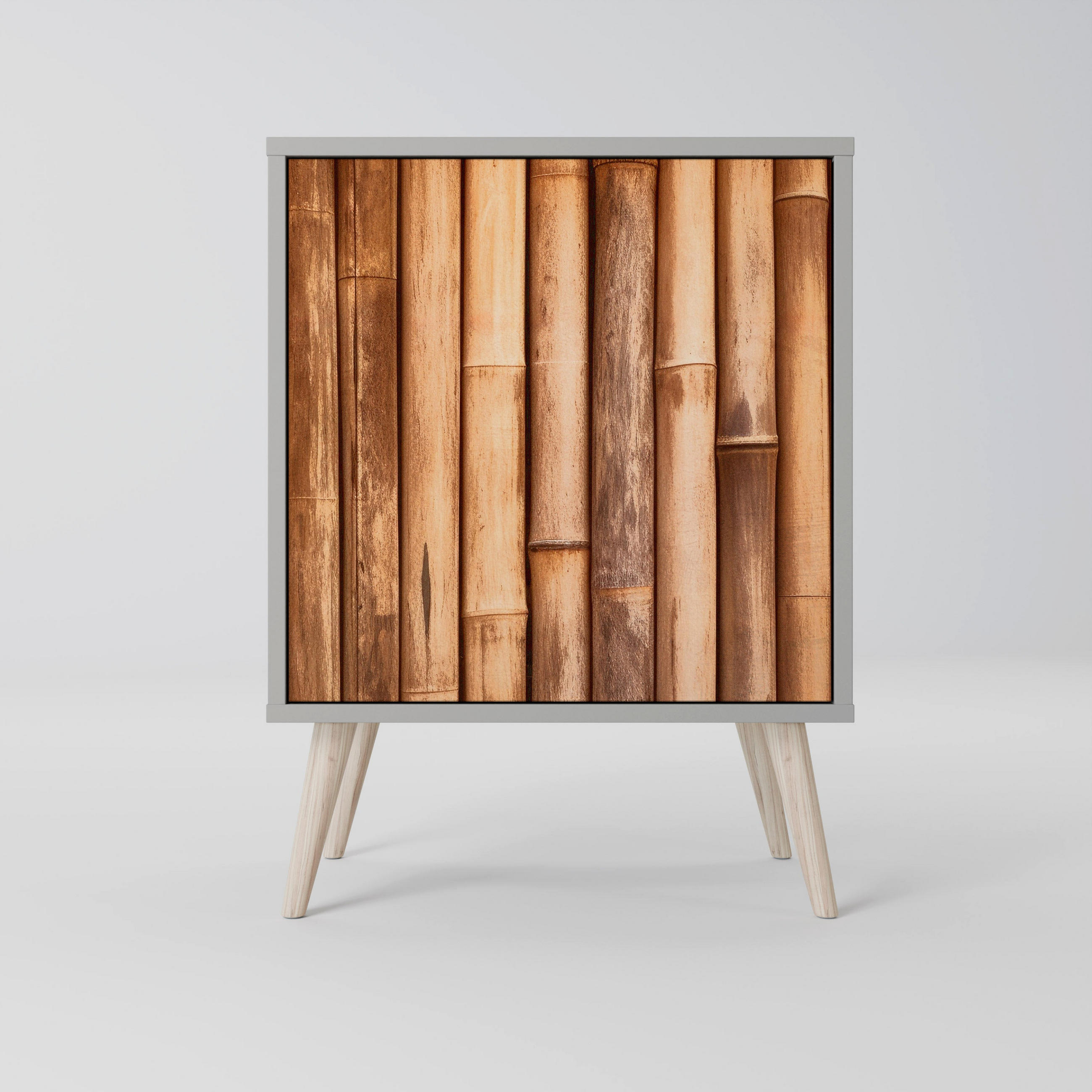 SIDEBOARD NATURAL WOOD, Grau, 57,5x42x77,5 cm, Schräge Buchenholzfüße - Buchefarben/Multicolor, Holzwerkstoff/Buchenholz (57.5/77.5/42cm) - SpaceRebels