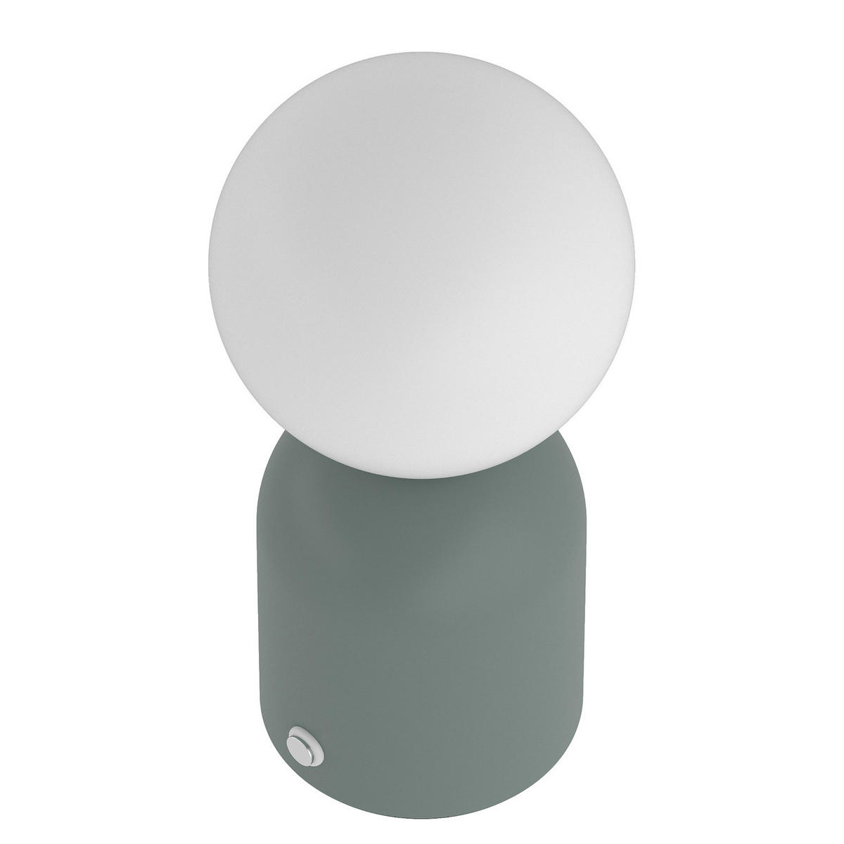 AKKU-TISCHLEUCHTE - Opalglas / Eisen - Weiß / Salbei - Weiß/Grün, Glas/Metall (10/10/21cm) - home24