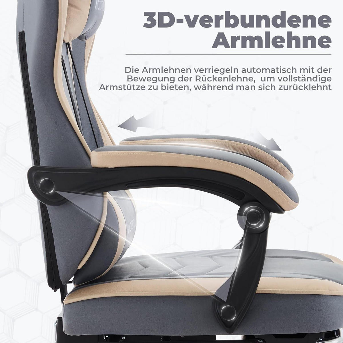GAMING Chair Ergonomischer Bürostuhl mit Fußstütze BlauBeige - Multicolor, Kunststoff (48/125/53cm)