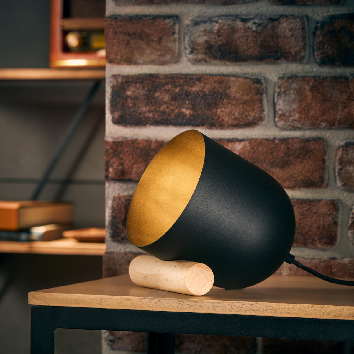 TISCHLEUCHTE Koji 93043/76 - Schwarz, Holz (22/16/20cm) - Brilliant