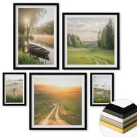 WANDBILDER 5er-Set - 50x50 cm & 20x30 cm & 40x60 cm Schwarzer Rahmen - Landschaftswiesenstraße West - Schwarz, Kunststoff (40/60cm) - ArtPrintCave
