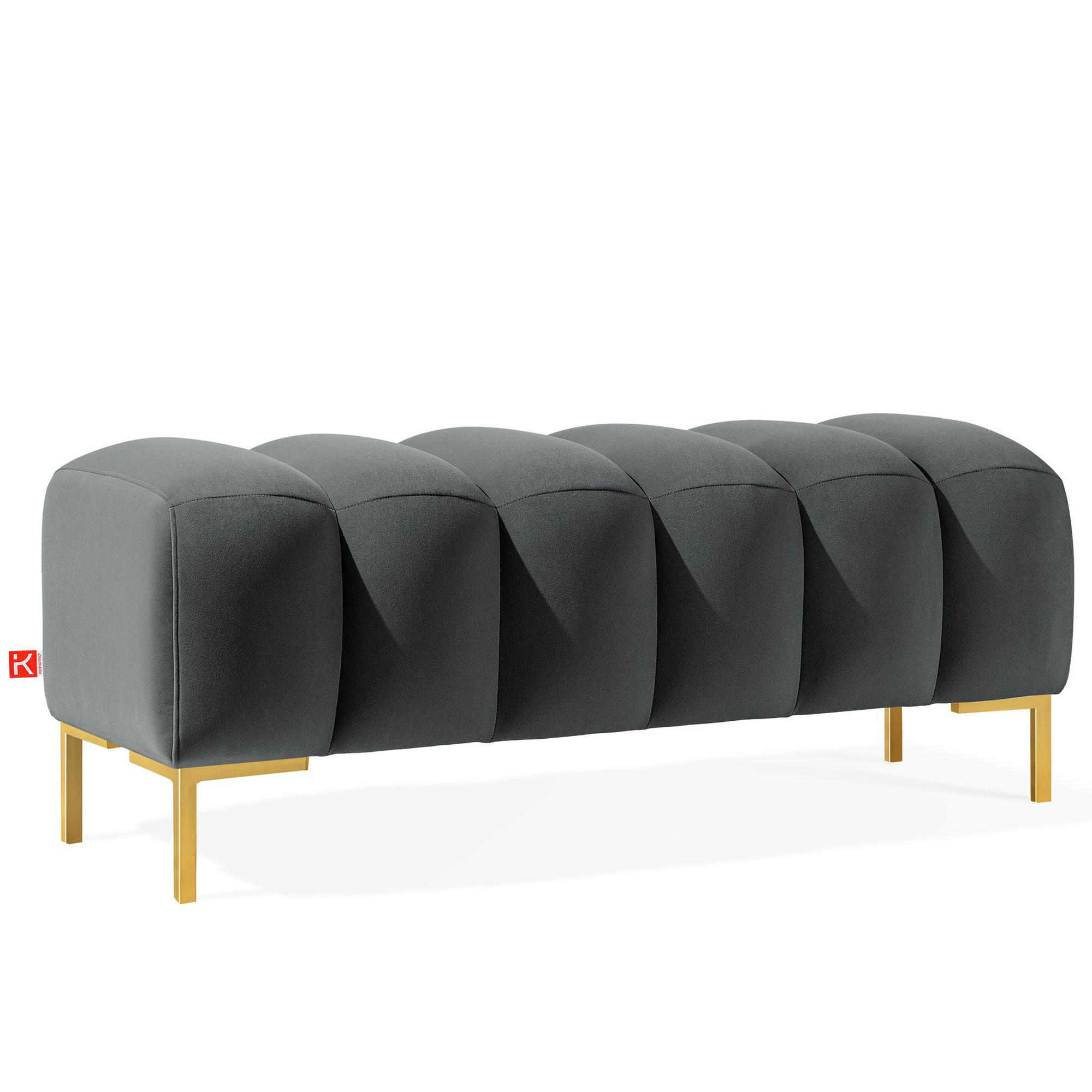 SITZHOCKER Polsterhocker PECCO, Veloursstoff - Dunkelgrau/Goldfarben, Holz/Textil (120/50/50cm) - KONSIMO®
