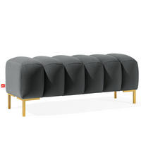 SITZHOCKER Polsterhocker PECCO, Veloursstoff - Dunkelgrau/Goldfarben, Holz/Textil (120/50/50cm) - KONSIMO®