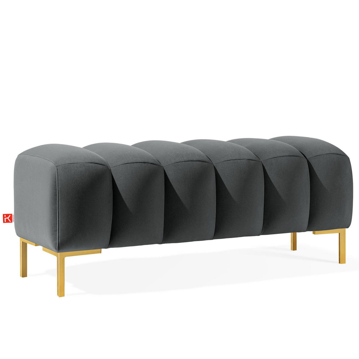 SITZHOCKER Polsterhocker PECCO, Veloursstoff - Dunkelgrau/Goldfarben, Holz/Textil (120/50/50cm) - KONSIMO®