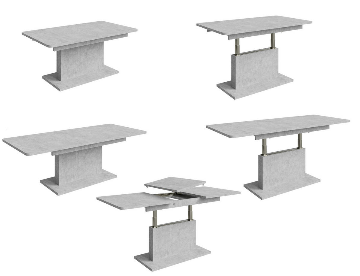 COUCHTISCH rechteckig Beton 126/70/58 cm - Hellgrau, Holzwerkstoff (70/126/57cm) - designimpex