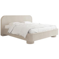 POLSTERBETT Aurora mit Bettkasten, Lattenrost & gepolsterten Füßen in Beige Boucle 140x200 cm - Beige/Birkefarben, Textil/Metall (140/200cm) - WFL GROUP