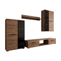 WOHNWAND Salsa - Nussbaumfarben/Schwarz, Holzwerkstoff/Kunststoff (235/180/41cm) - MIRJAN24