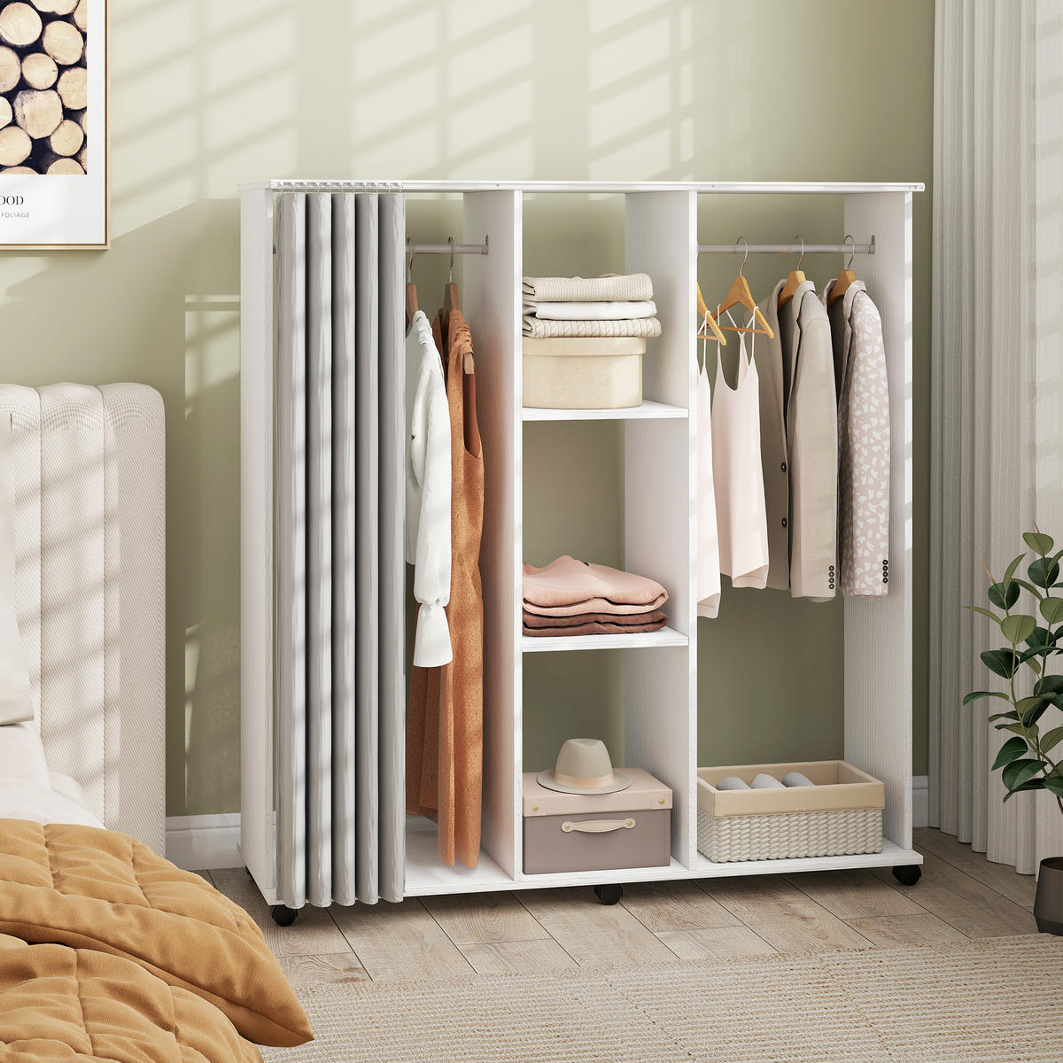 KLEIDERSCHRANK DE-17208 Weiß - Weiß, Holzwerkstoff (40/128/120cm) - ComfortXL