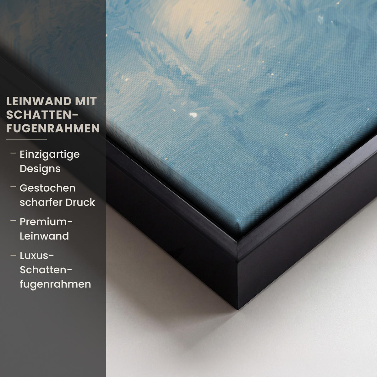 LEINWAND Bilder mit Rahmen - Weihnachtsdorf - Weihnachten - Schnee - Winter - 50x70 - Dunkelblau, Textil (50/70cm) - MuchoWow