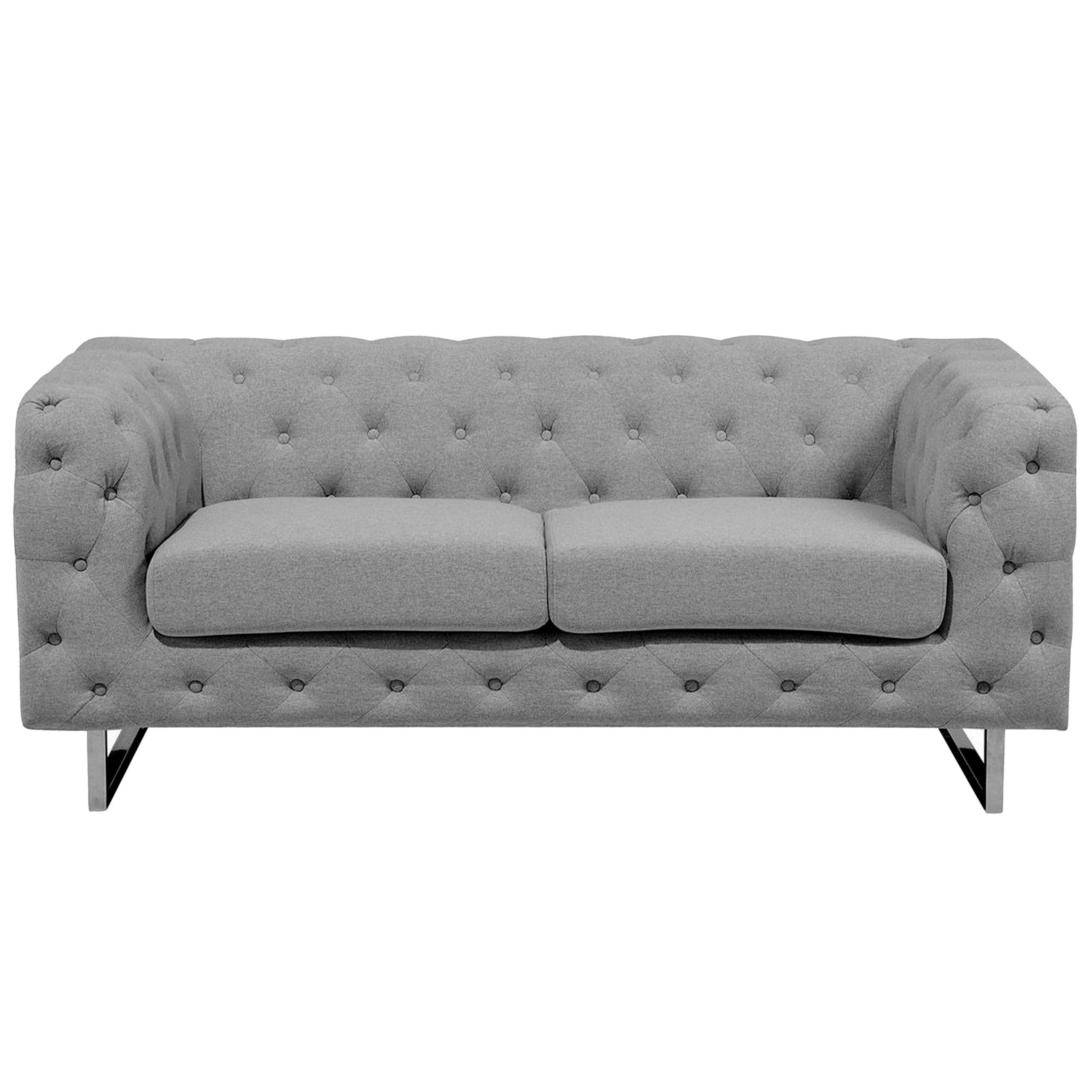 2-SITZER-SOFA Polyester Grau Vissland - Hellgrau, Textil (172/71/87cm) - Beliani