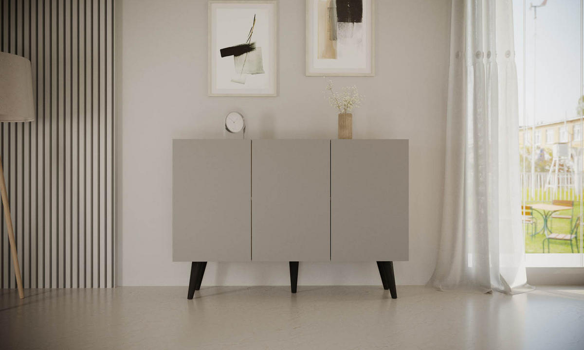 SIDEBOARD Ivy 120/95/40 in Grau - Schwarz/Grau, Holz/Holzwerkstoff (120/95.5/39.9cm) - WFL GROUP