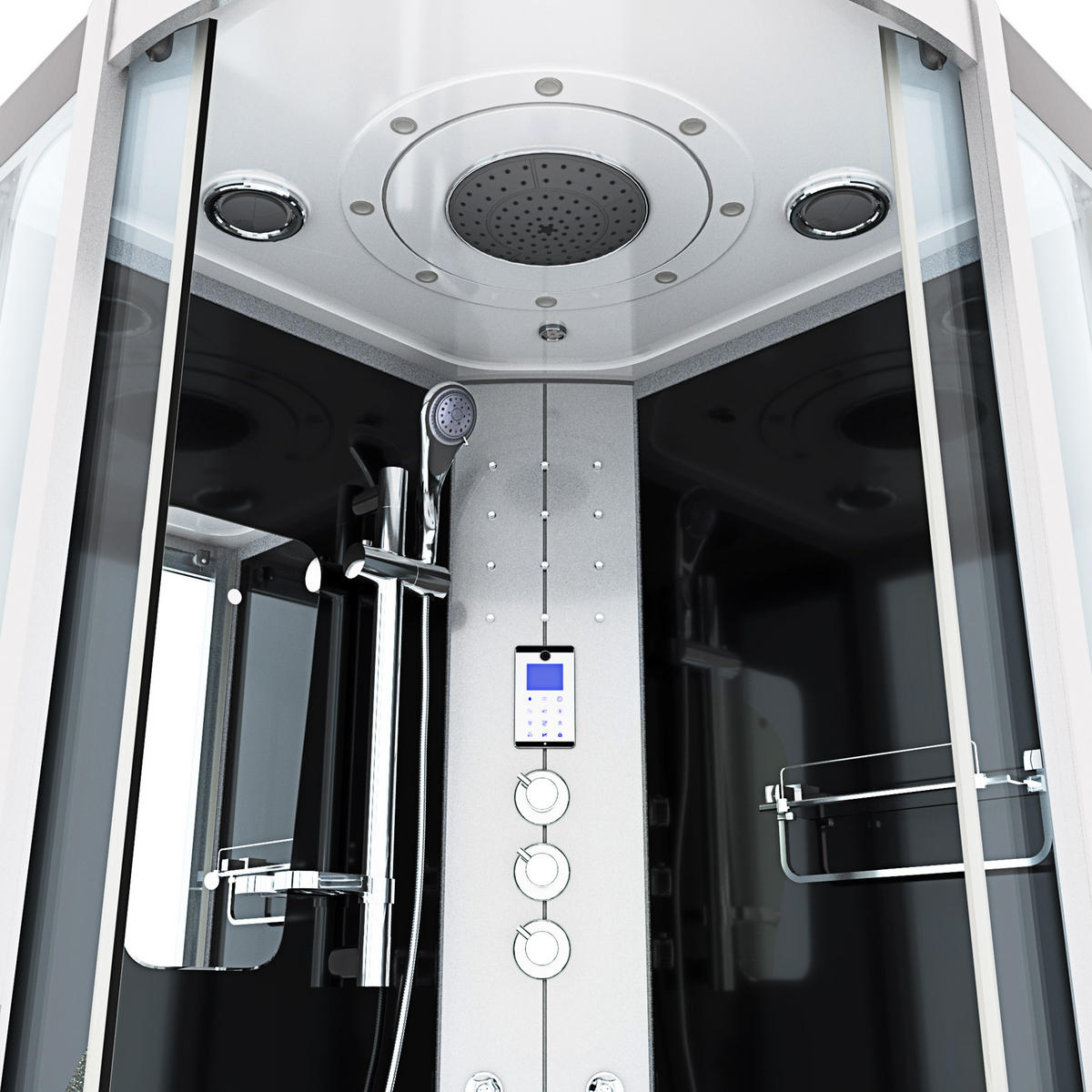 DAMPFDUSCHE Dusche D46-23T3-EC sw 100x100 - Schwarz, Glas/Kunststoff (100/100/215cm) - AcquaVapore by Sandra Jentho