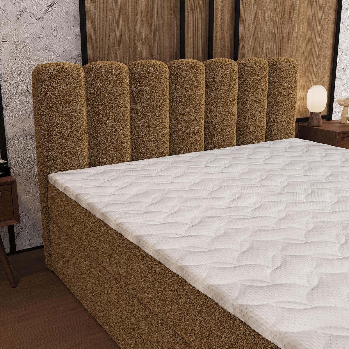 BOXBETT CELLA 160x200 cm mit Matratze und Topper - Orange - Orange, Holz (160/200cm) - MASSENO