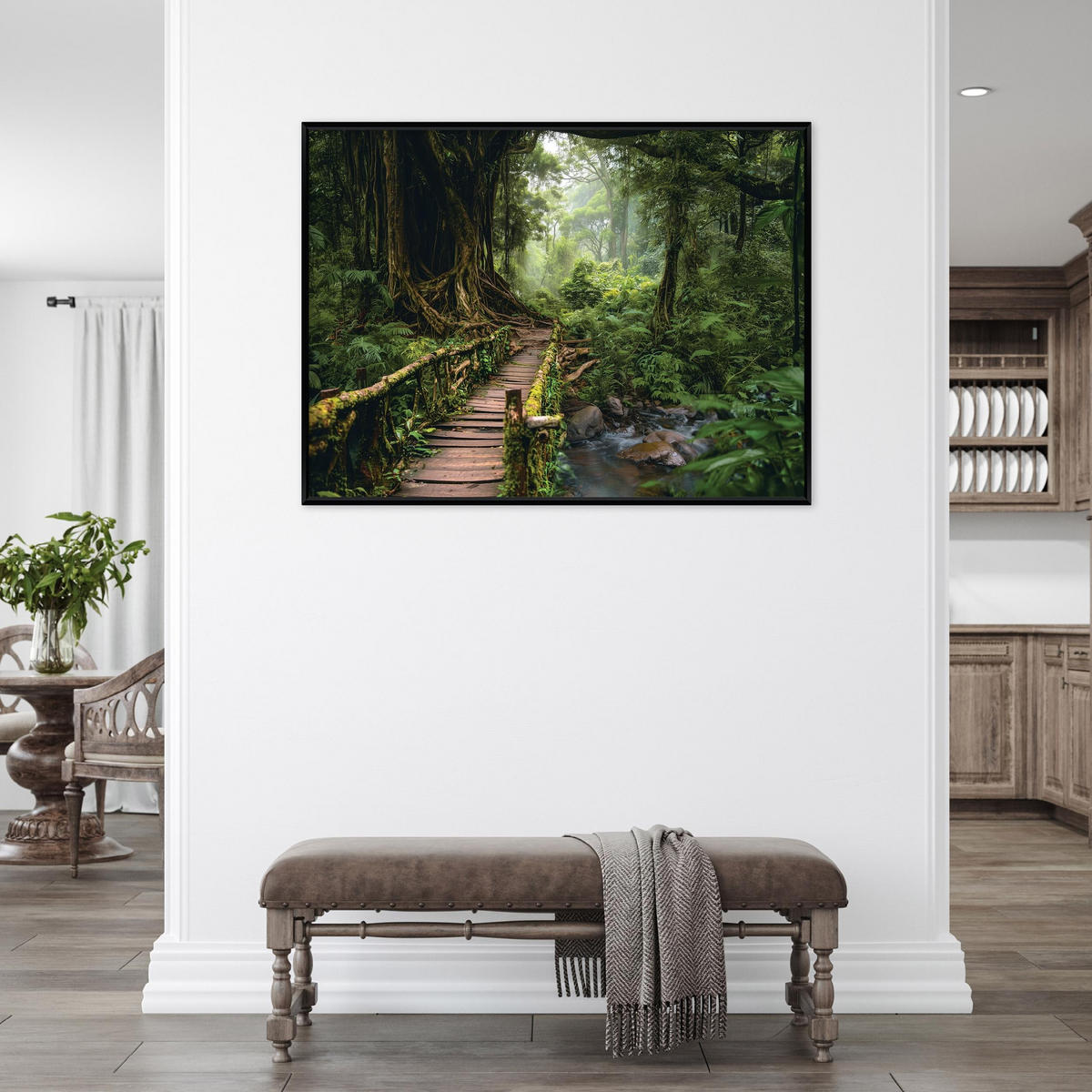 BILDER mit Rahmen Wald Bäume Grün 120x80 cm - Multicolor, Holzwerkstoff (120/80cm) - Wallarena