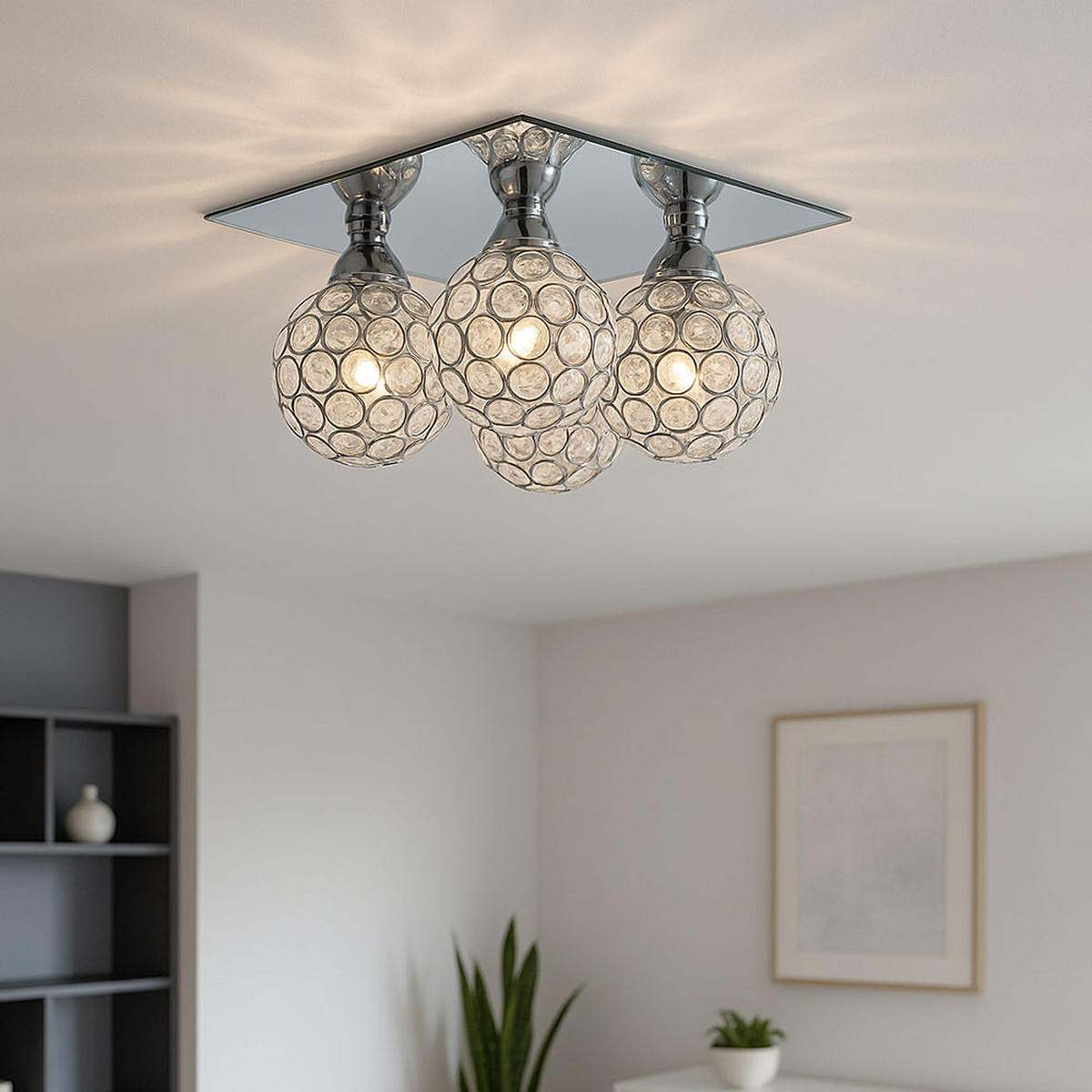 LED DECKENLEUCHTE Metall Silber Kristall - Silberfarben, Glas (23/23/13.2cm)