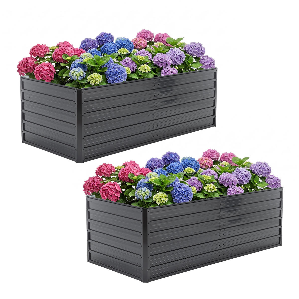 HOCHBEET 190/90/64 cm Schwarz (2 Stück) - Schwarz, Metall (90/64/190cm) - Oxeza