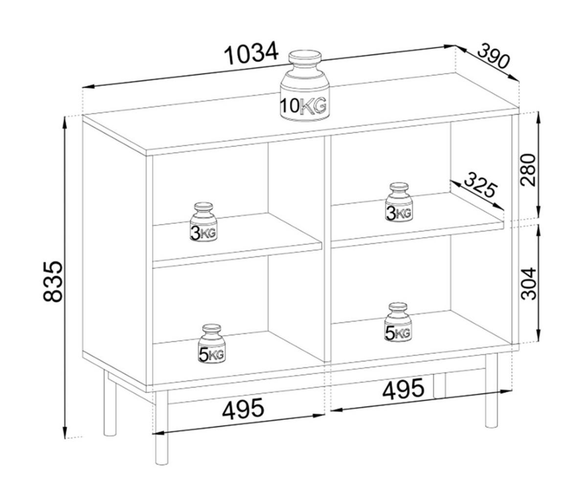 SIDEBOARD Cypressa 2T Braun 104/83/39 cm – mit Beinen auf Gestell - Schwarz/Braun, Holzwerkstoff (104/83/39cm) - AX Living