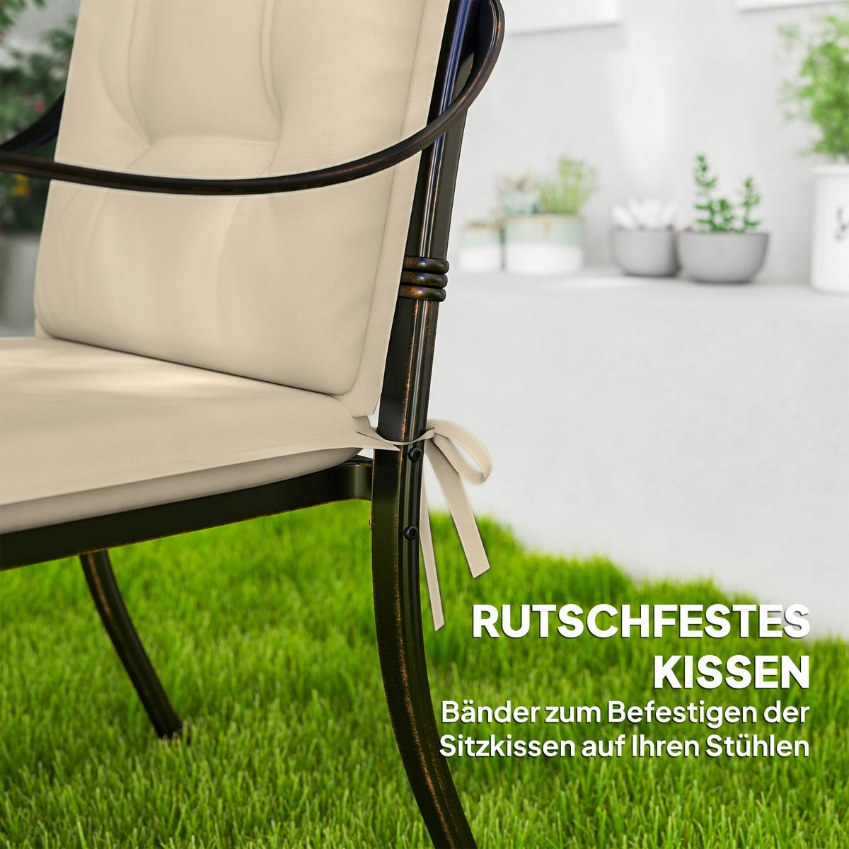 SITZKISSEN 4er Set 108 x 50 x 5 cm - Beige, Kunststoff (50/5/108cm) - Outsunny