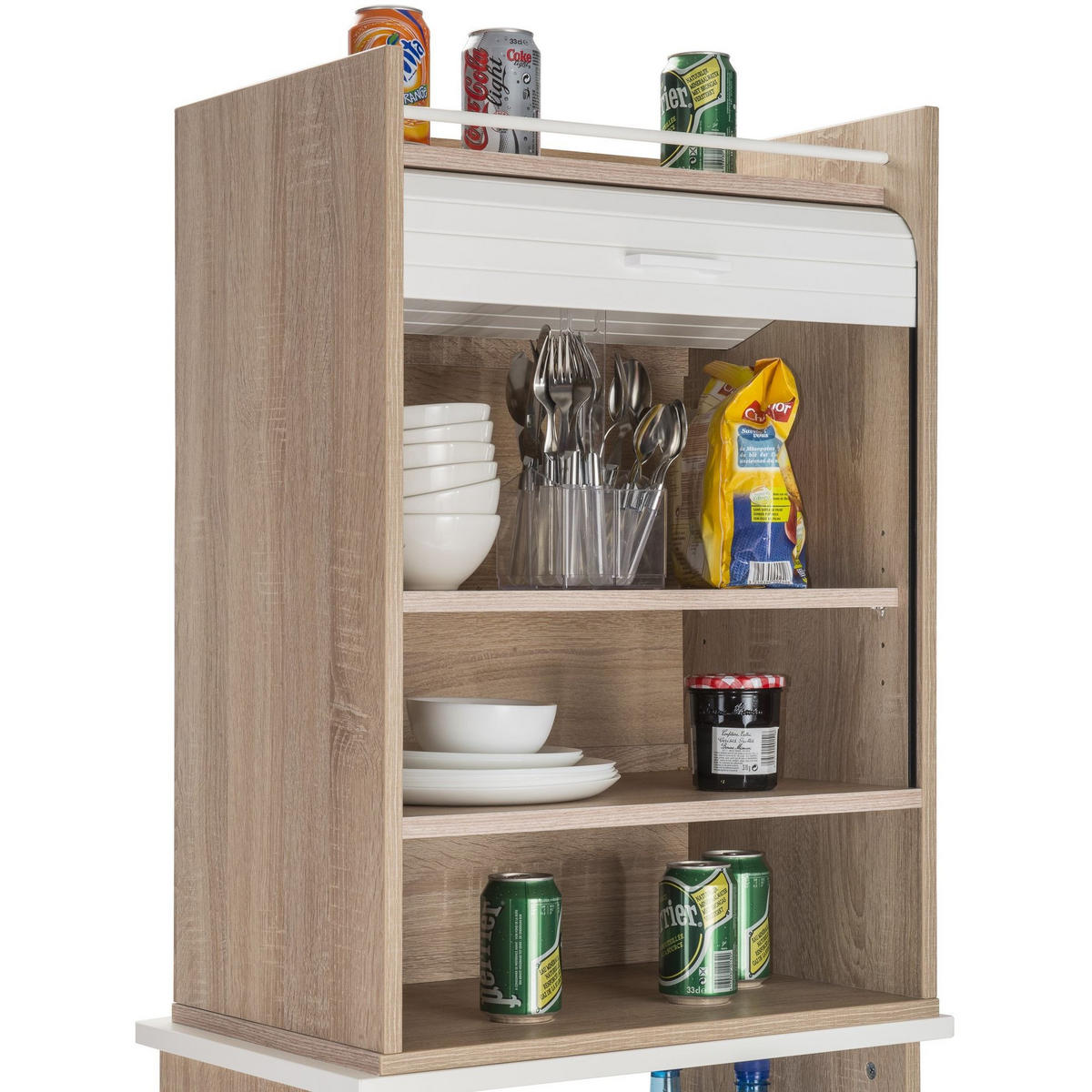 KÜCHENOBERSCHRANK mit Rolladentür 35/54/77cm - Eichefarben, Holzwerkstoff (54/77/35cm) - Simmob