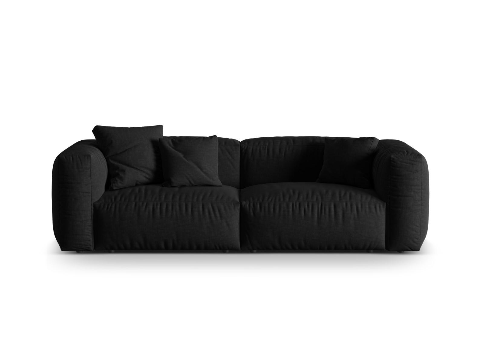 SOFA modular Martina aus strukturiertem Stoff schwarz 3 Sitzplätze - Schwarz, Textil (106/75/240cm) - Micadoni
