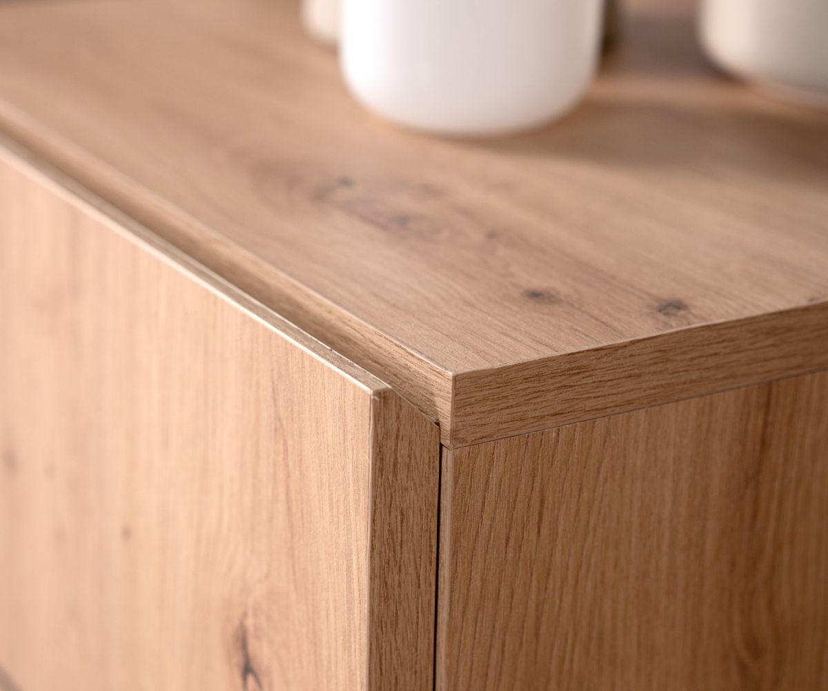 TV-LOWBOARD Eiche Artisan, schwarz 200 cm, Fernsehtisch mit Komforthöhe - Schwarz/Eiche Artisan, Holzwerkstoff (200/65/42cm) - Furn.Design