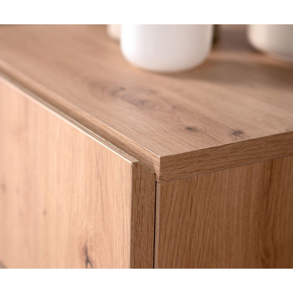 Thumbnail - Furn.Design Kommode, Eiche Artisan, Schwarz, Holzwerkstoff, Nachbildung,Eiche, Uni, Holz Optik, 4 Fächer, rund, 80x90x42...