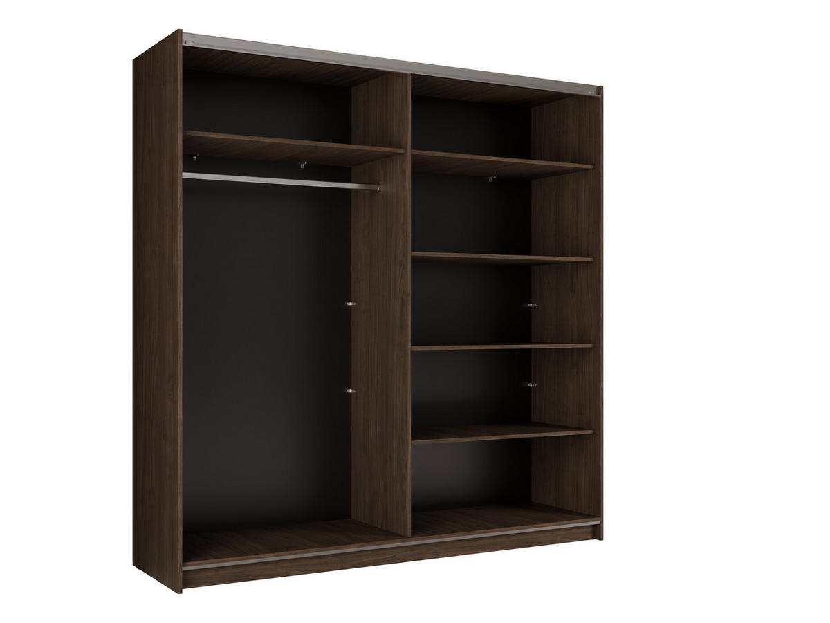 SCHWEBETÜRENSCHRANK BELDEN 150,6/207/55,3cm 2-türig mit Spiegel Nussbaumfarben - Nussbaumfarben, Holzwerkstoff (150.6/207/55.3cm) - MASSENO